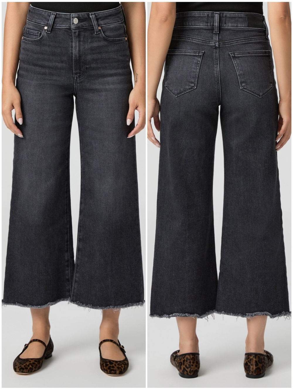 PAIGE Women’s Size 25 Petite Black Lotus Wash Anessa Wide Leg Ankle Jeans